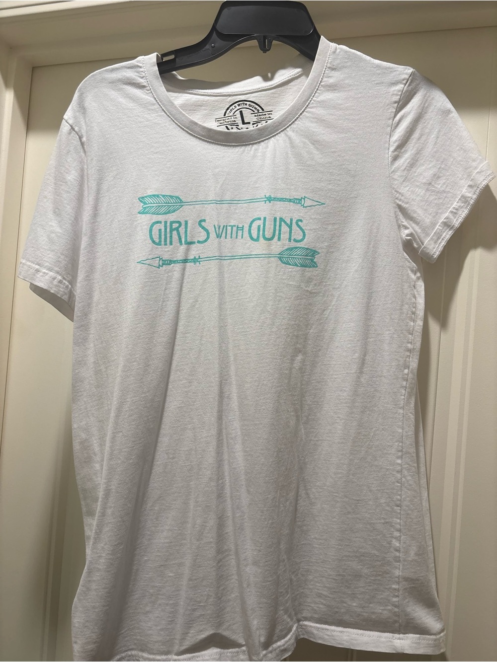 White Short-Sleeve Graphic Tee - Aqua Print
